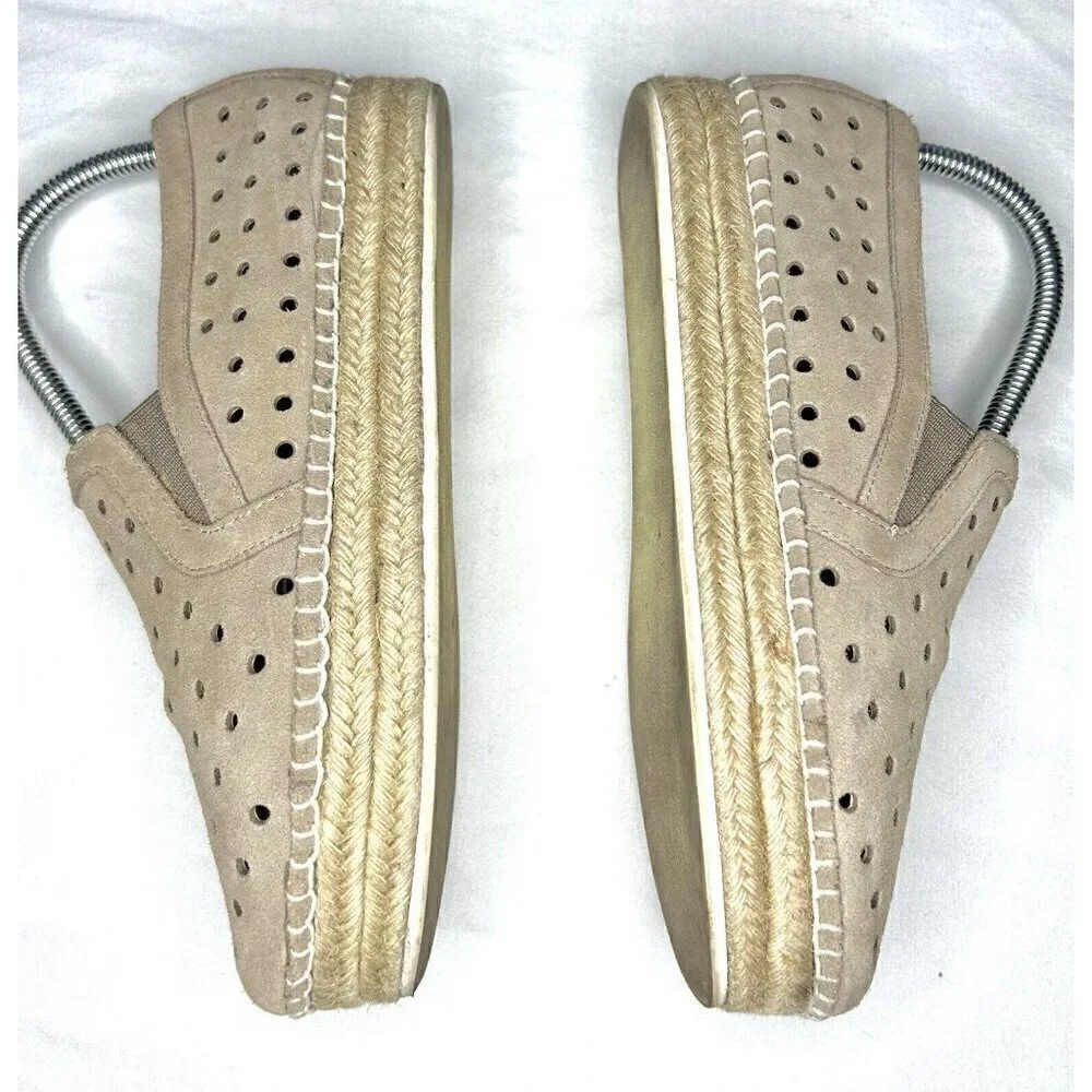 Steve Madden Suede Leather Espadrille Platform Shoes 8 Tan Cottagecore Boho Cute